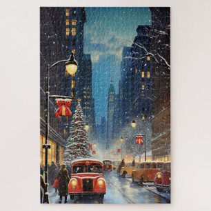New York City Vintage Christmas Photo Jigsaw Puzzle