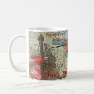 New York City Vintage Liberty Skyline Symbol Art Coffee Mug
