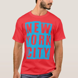 New York City Vintage Light Blue Text T-Shirt