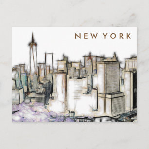 New York City Vintage Stone Art Postcard