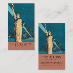 New York City Vintage Travel Liberty Skyline Business Card