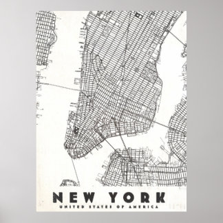 New York City Vintage Travel Map Poster