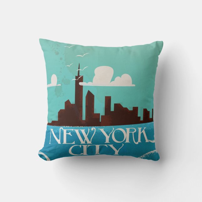 New York City vintage travel poster Cushion (Front)