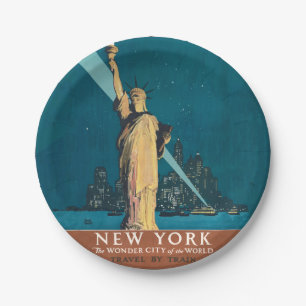 New York City Vintage Travel Poster Tote Paper Plate
