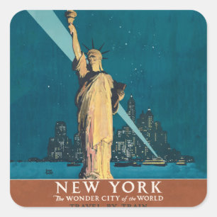 New York City Vintage Travel Poster Tote Square Sticker