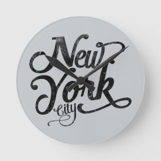 New York City vintage typography Round Clock