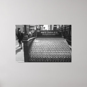 New York City Wall Street Photo in Black & White Canvas Print