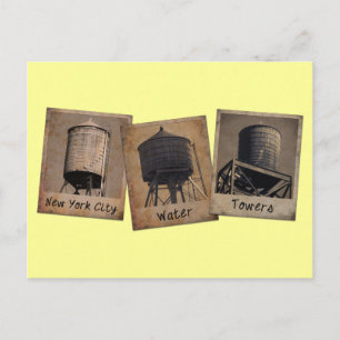 New York City Water Towers Vintage Style Postcard