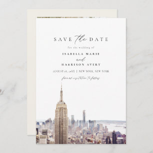NEW YORK CITY Watercolor Beach Save the Date Invitation