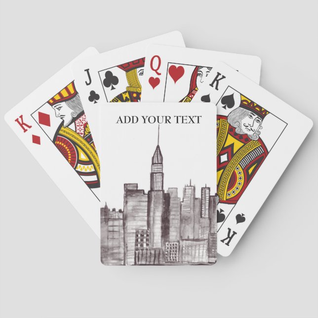 New York city watercolor Manhattan skyline Playing Cards (Back)