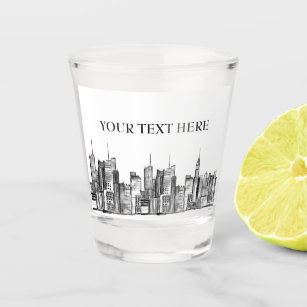 New York city watercolor Manhattan skyline Shot Glass
