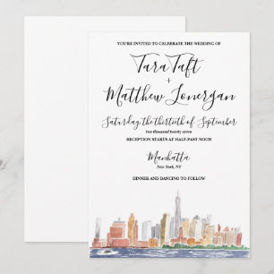 New York City Watercolor Wedding Invitation