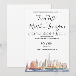 New York City Watercolor Wedding Invitation