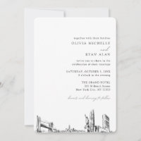 New York City Wedding Elegant Skyline Invitation