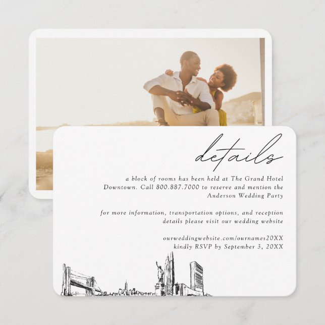 New York City Wedding Hotel Room Block Details Enclosure Card (Front/Back)