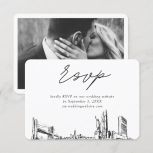 New York City Wedding Minimalist Sketch RSVP Enclosure Card
