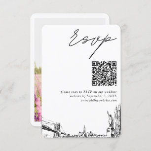 New York City Wedding Modern RSVP QR Code Enclosure Card