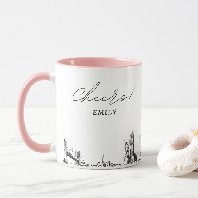 New York City Wedding Personalised Coffee Mug (With Donut)