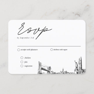 New York City Wedding Traditional RSVP Meal Option Enclosure Card