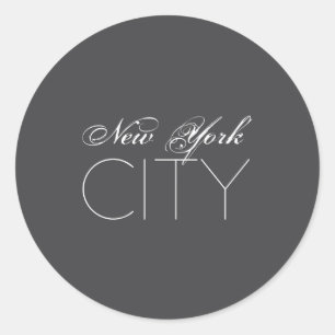 New York City White Text Izable Classic Round Sticker