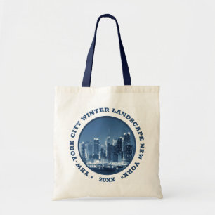 New-York City Winter panoramic view custom text Tote Bag