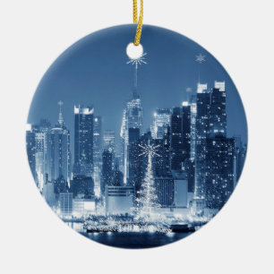 New-York City Winter Skyline Christmas Addition Ceramic Tree Decoration