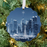 New-York City Winter Skyline Christmas Addition Tree Decoration Card<br><div class="desc">New-York City winter night skyline white christmas tree and snowflakes.</div>