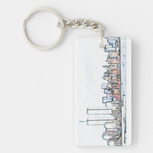New York City with Twin Towers Keychain