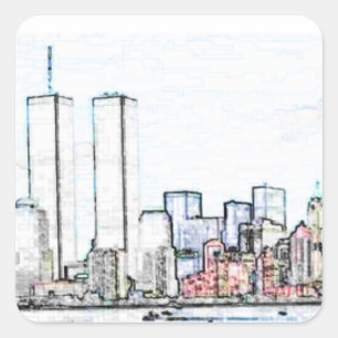 New York City with Twin Towers Sticker