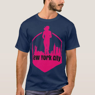new york city women running skyline pink T-Shirt