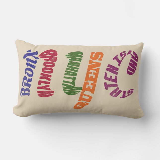 New York City Word Art NYC Initials Lumbar Cushion (Front)