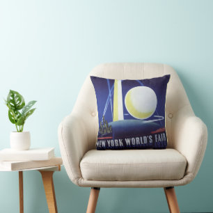 New York City World's Fair in 1939, Vintage Travel Cushion