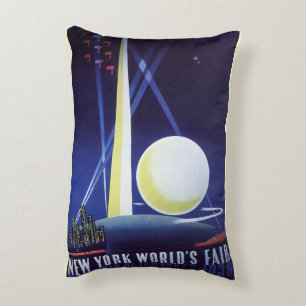 New York City World's Fair in 1939, Vintage Travel Decorative Cushion