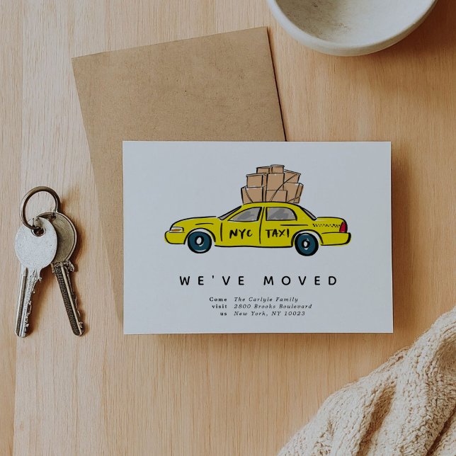 New York City Yellow Taxi Moving Announcements (New York City Bright Yellow Taxi Moving Announcement Cards)