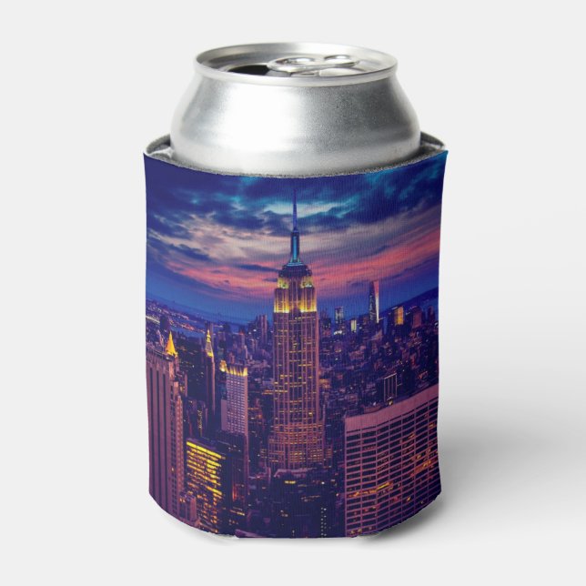 New York Cityscape at Night Can Cooler (Can Front)
