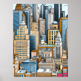New York Cityscape Illustration  Poster