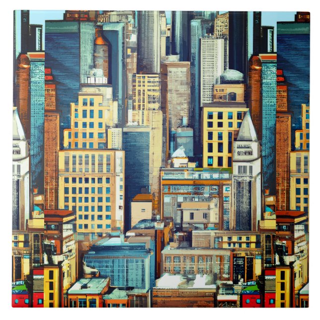 New York Cityscape Illustration  Tile (Front)