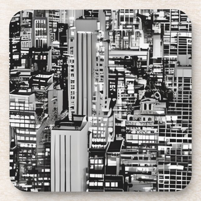 New York Cityscape in Black and White Coaster (Front)