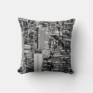 New York Cityscape in Black and White Cushion