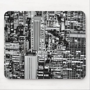 New York Cityscape in Black and White Mouse Mat