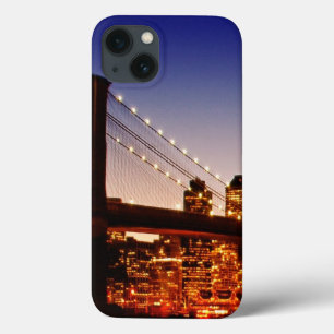 New York cityscape with bridge over river iPhone 13 Case