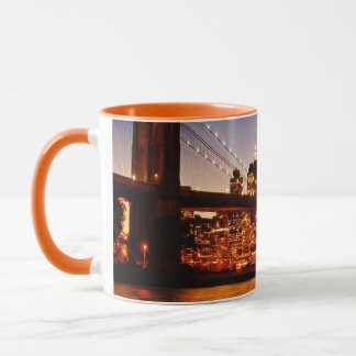 New York cityscape with bridge over river Mug