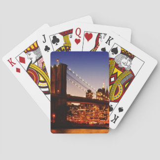 New York cityscape with bridge over river Playing Cards