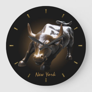New York Clock Bull Statue Gifts NYC Wall Clock