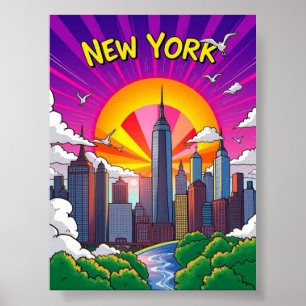 New York Colourful Poster