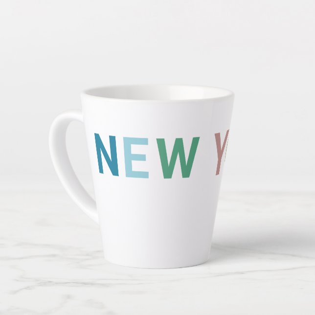 New York Colourful Text           Latte Mug (Left Angle)