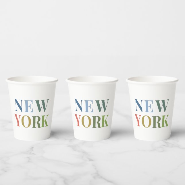 New York Colourful Text    Paper Cups (Multi)