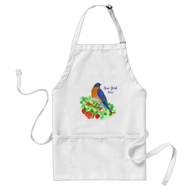 New York Cook Bluebird Red Roses Standard Apron (Front)