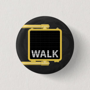 New York Crosswalk Sign Walk 3 Cm Round Badge