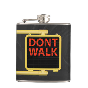 New York Crosswalk Sign Walk Hip Flask